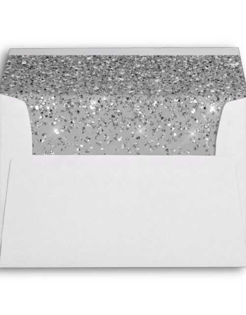 Elegant Silver Glitter Confetti Wedding Gray 5x7 Envelope