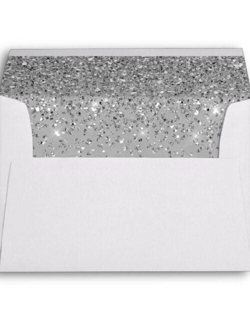 Elegant Silver Glitter Confetti Wedding Gray 5x7 Envelope