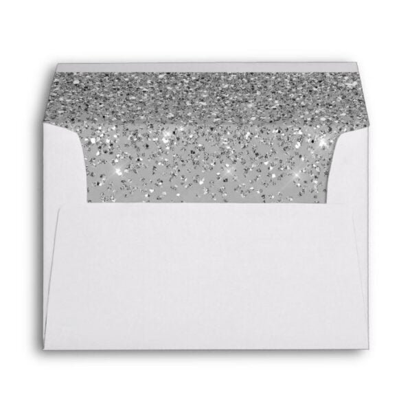 Elegant Silver Glitter Confetti Wedding Gray 5x7 Envelope