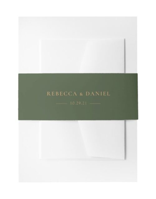 Elegant Solid Green Personalized Wedding Invitation Belly Band