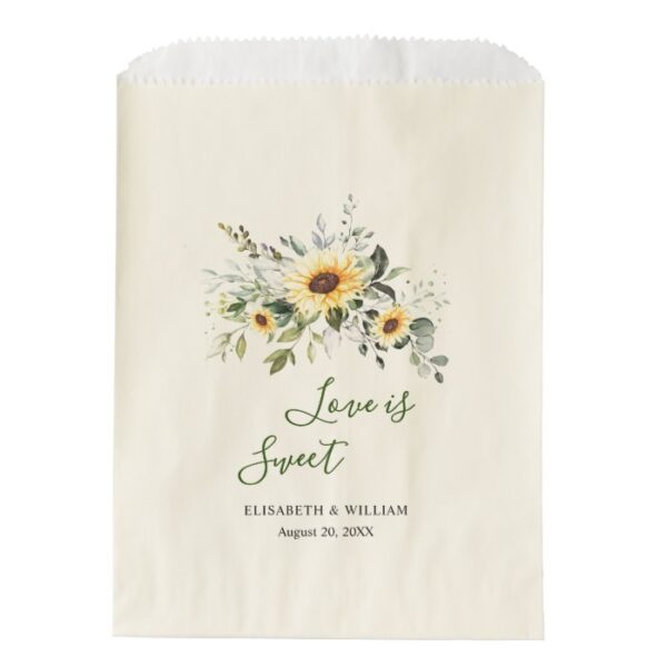 Elegant Sunflowers Eucalyptus Greenery Wedding Favor Bag