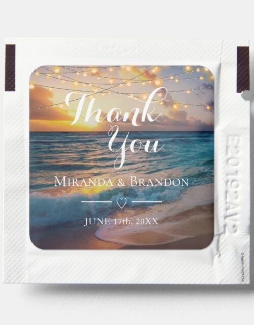 Elegant Sunset Beach Summer Wedding Thank You Hand Sanitizer Packet