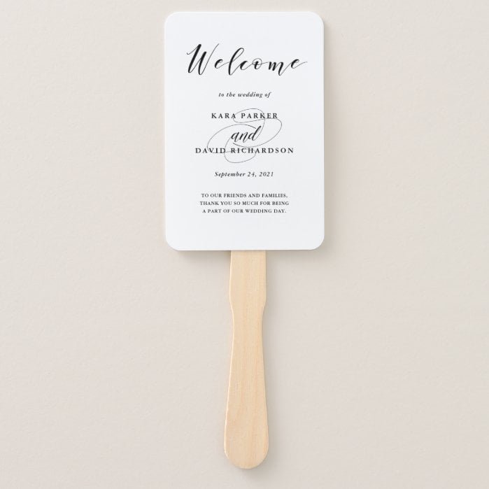 Elegant Typography | Black and White Wedding Hand Fan