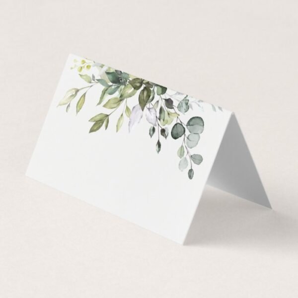 Elegant Watercolor Eucalyptus Wedding Table Place Card