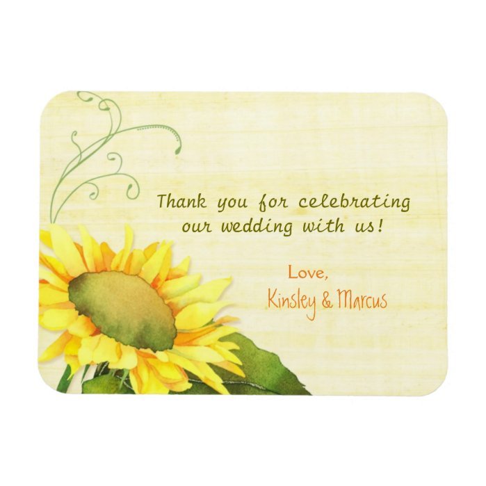 Elegant Watercolor Sunflower Wedding Thank You Magnet