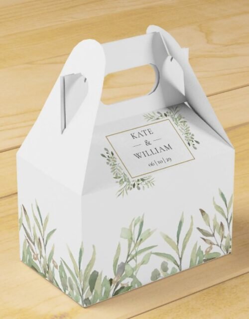 Elegant Wedding Greenery Leaves Favor Box