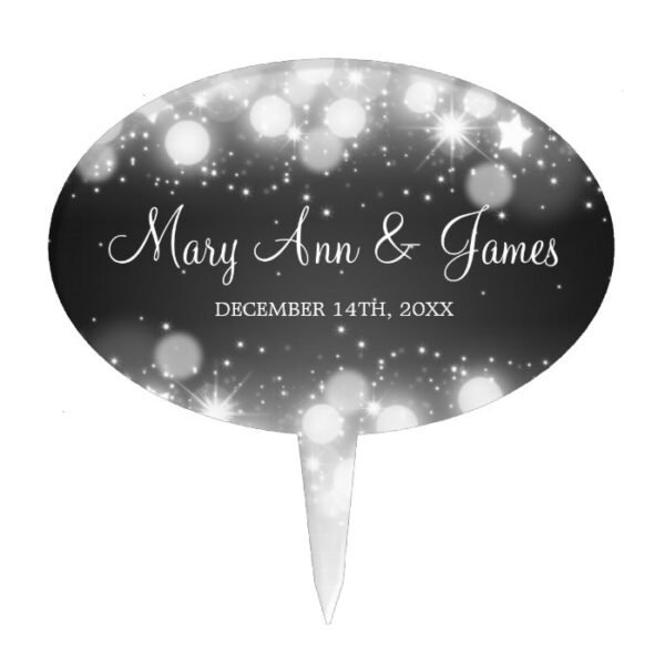 Elegant Wedding Magic Sparkle Black Cake Topper