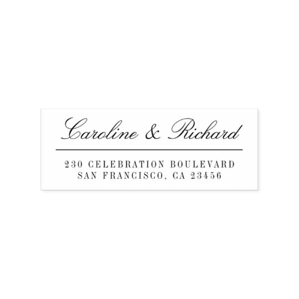 Elegant Wedding Typography Custom Return Address Rubber Stamp