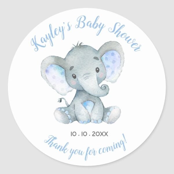 Elephant Baby Shower Favor Sticker