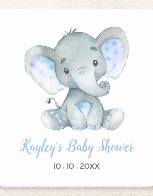 Elephant Baby Shower Personalised Coaster