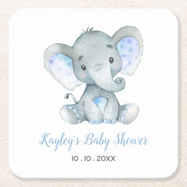 Elephant Baby Shower Personalised Coaster