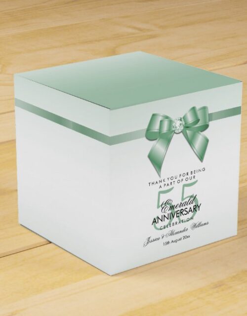 Emerald Gem Bow & Ribbon 55th Wedding Anniversary Favor Box