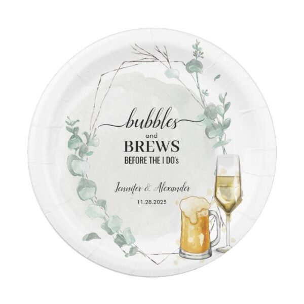 Eucalyptus Bubbles & Brews Paper Plate
