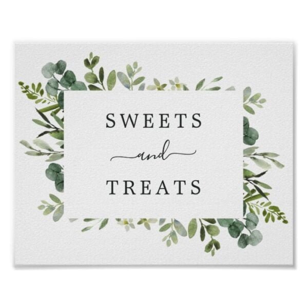 Eucalyptus Green Foliage Dessert Table Sign