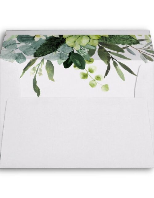 Eucalyptus Green Foliage Pre-Printed Address 5x7 Envelope