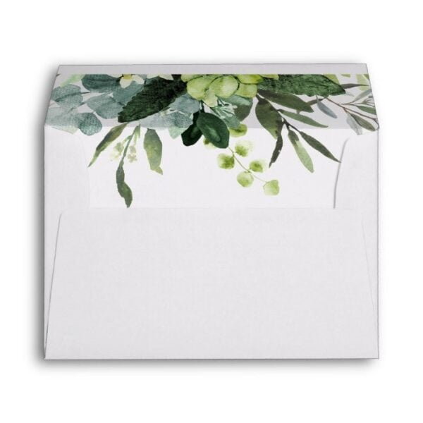 Eucalyptus Green Foliage Pre-Printed Address 5x7 Envelope