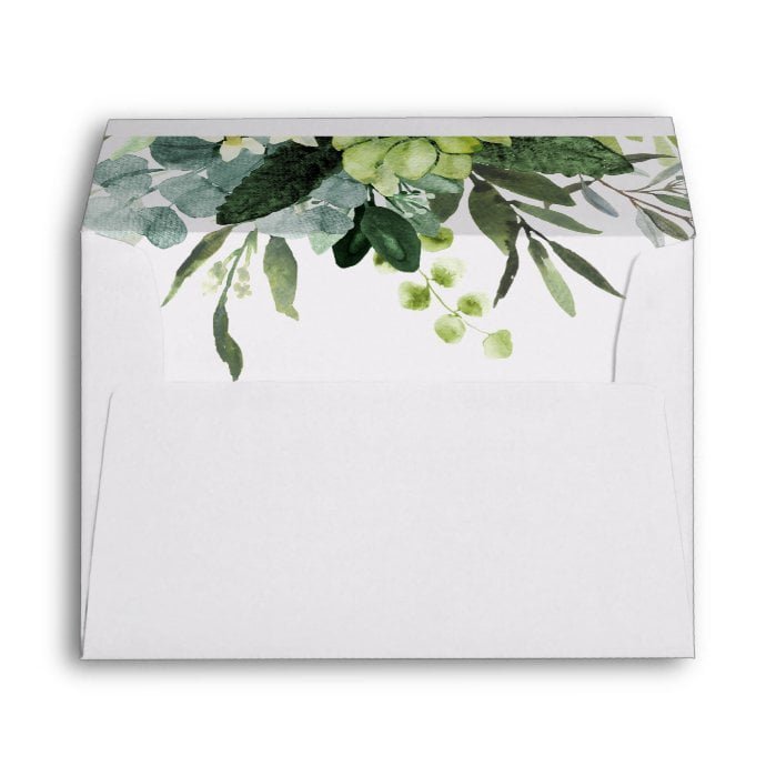 Eucalyptus Green Foliage Pre-Printed Address 5x7 Envelope