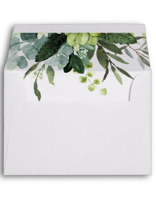 Eucalyptus Green Foliage Pre-Printed Address RSVP Envelope