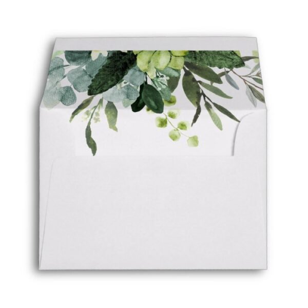 Eucalyptus Green Foliage Pre-Printed Address RSVP Envelope