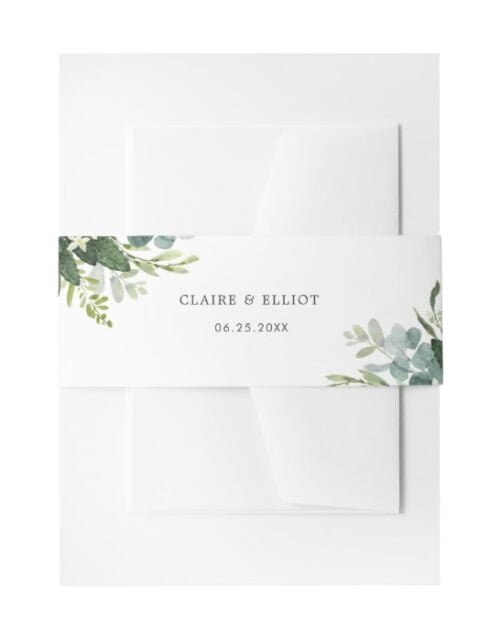 Eucalyptus Green Foliage Wedding Invitation Invitation Belly Band