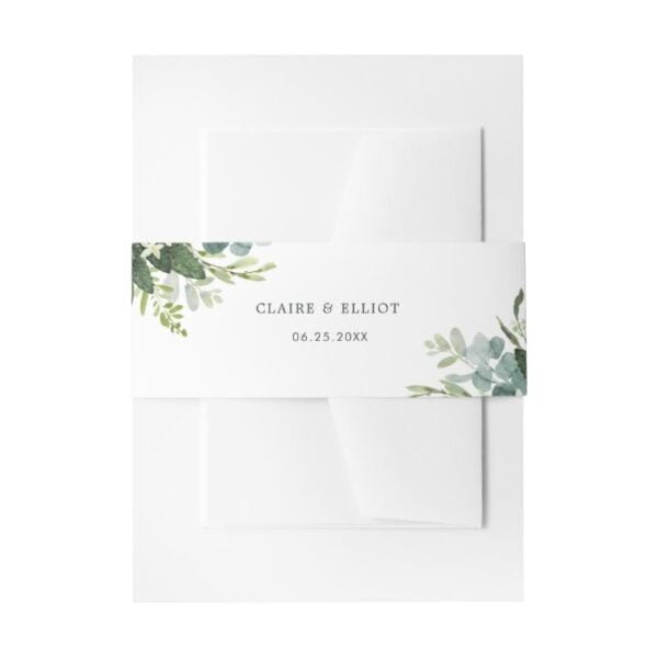 Eucalyptus Green Foliage Wedding Invitation Invitation Belly Band