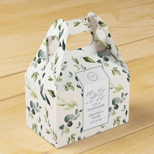 Eucalyptus Greenery Hangover Kit Bridal GroomParty Favor Box