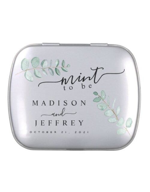 Eucalyptus Greenery Minimalist Wedding Mint Candy Tin