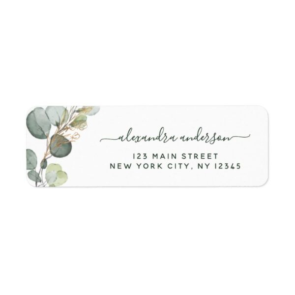 Eucalyptus Greenery Succulent Elegant Wedding Label
