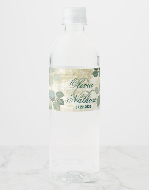 Eucalyptus Greenery Wedding Water Bottle Labels