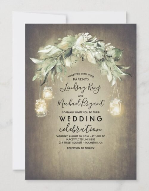 Eucalyptus Leaves Greenery Rustic Country Wedding Invitation