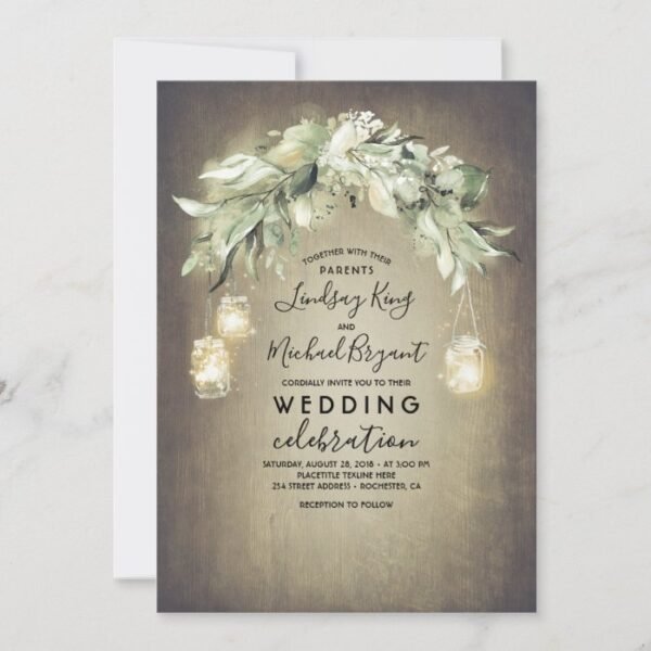 Eucalyptus Leaves Greenery Rustic Country Wedding Invitation