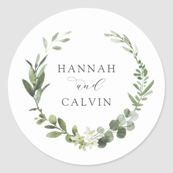 Eucalyptus Wedding Classic Round Sticker