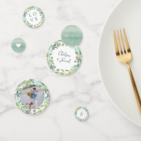 Eucalyptus Wreath Personalized Wedding Confetti