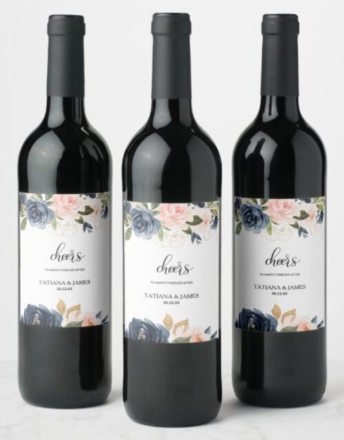 Exquisite Fall Floral Wedding Wine Labels