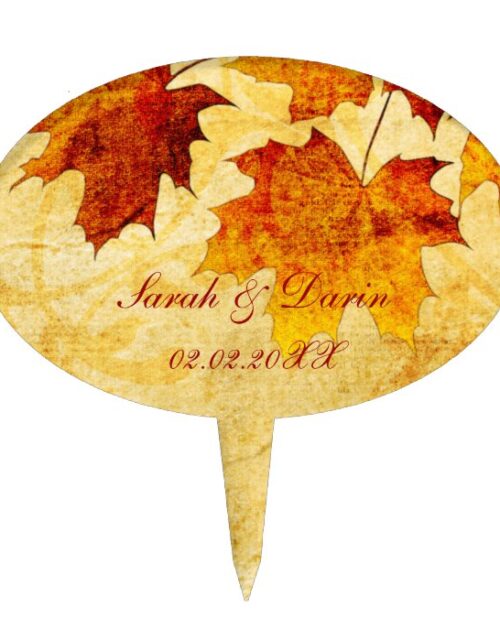 fall autumn brown leaves  personalized cake picks