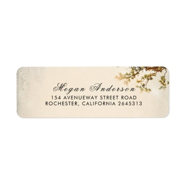 Fall Tree Leaves and Branches Rustic Wedding Label