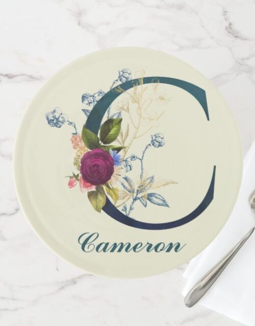 Fancy Floral Letter 'C' Cake Stand