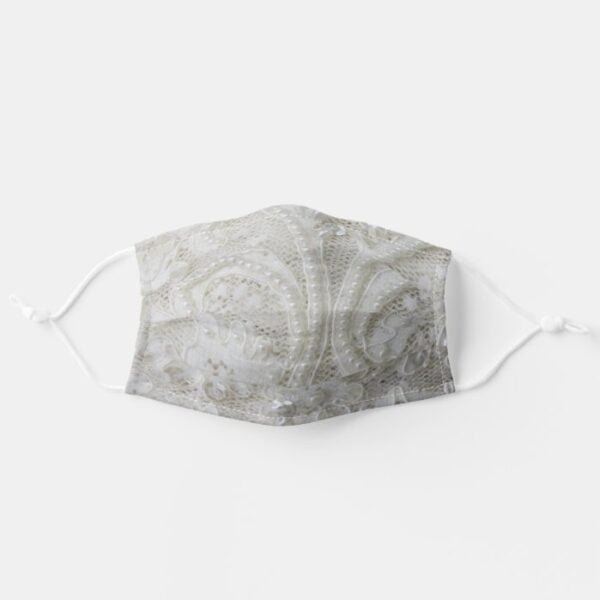 fancy sophisticated sequins pearl white lace adult cloth face mask