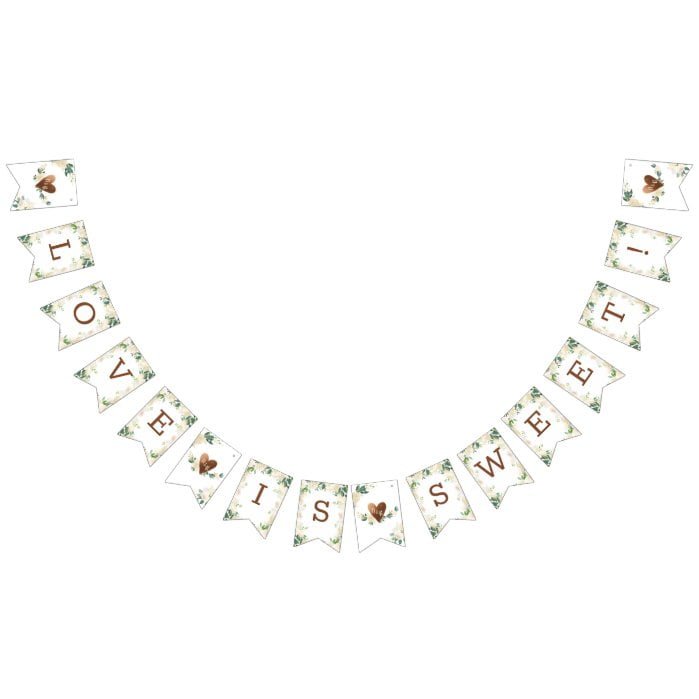 Farmhouse Fresh Rustic Monogram Love is Sweet Bunting Flags