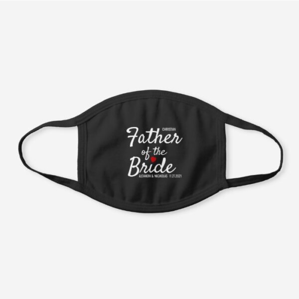 Father of the Bride Love Heart Wedding Black Cotton Face Mask