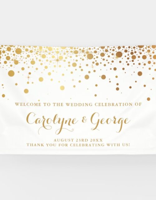 Faux Gold Confetti Dots Wedding Welcome Banner