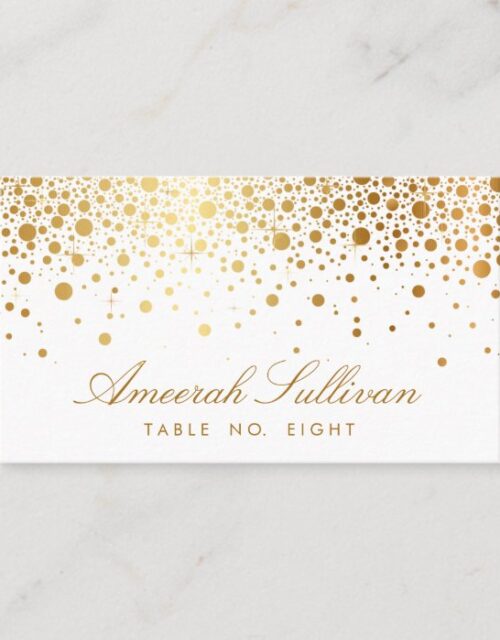 Faux Gold Foil Confetti Dots Elegant Place Cards