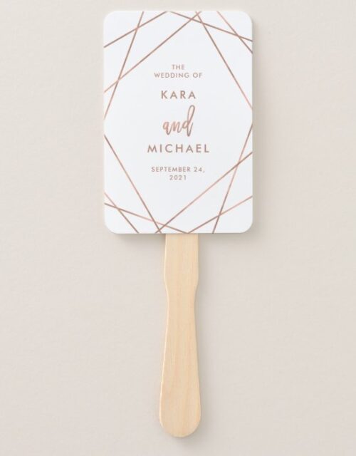 Faux Rose Gold and White | Geometric Wedding Hand Fan