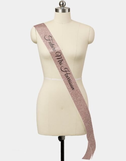 Faux Rose Gold Glitter Wedding Sash