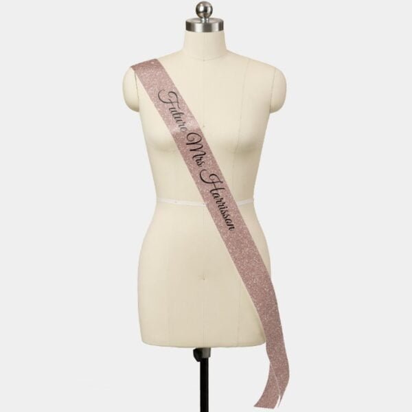 Faux Rose Gold Glitter Wedding Sash