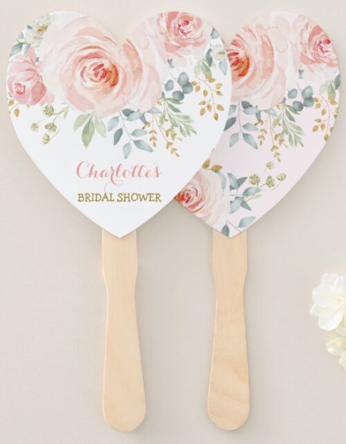 Feminine Blush Pink Floral Bridal Wedding Shower Hand Fan