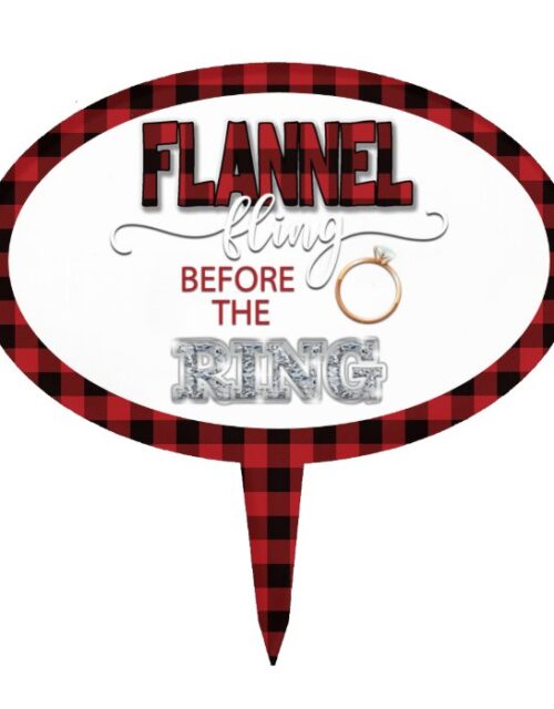 Flannel Fling Before the Ring Cake Topper - Red