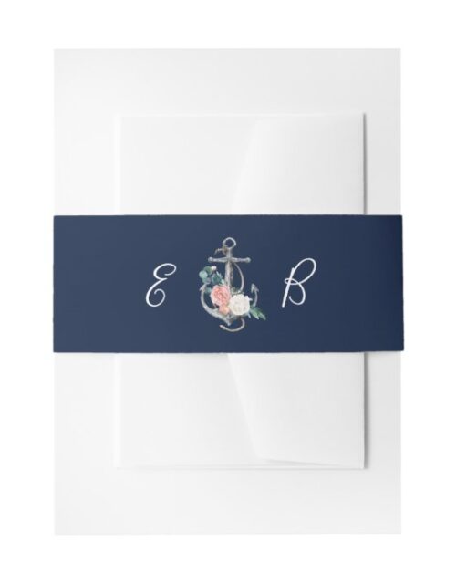 Floral Anchor | Navy Summer Invitation Belly Band