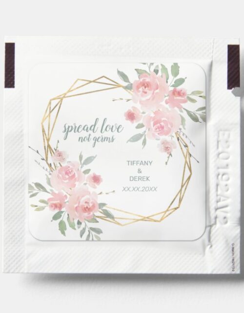 Floral Blush Watercolor Geometric Wedding Hand Sanitizer Packet