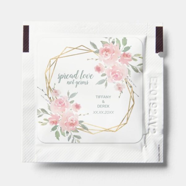 Floral Blush Watercolor Geometric Wedding Hand Sanitizer Packet